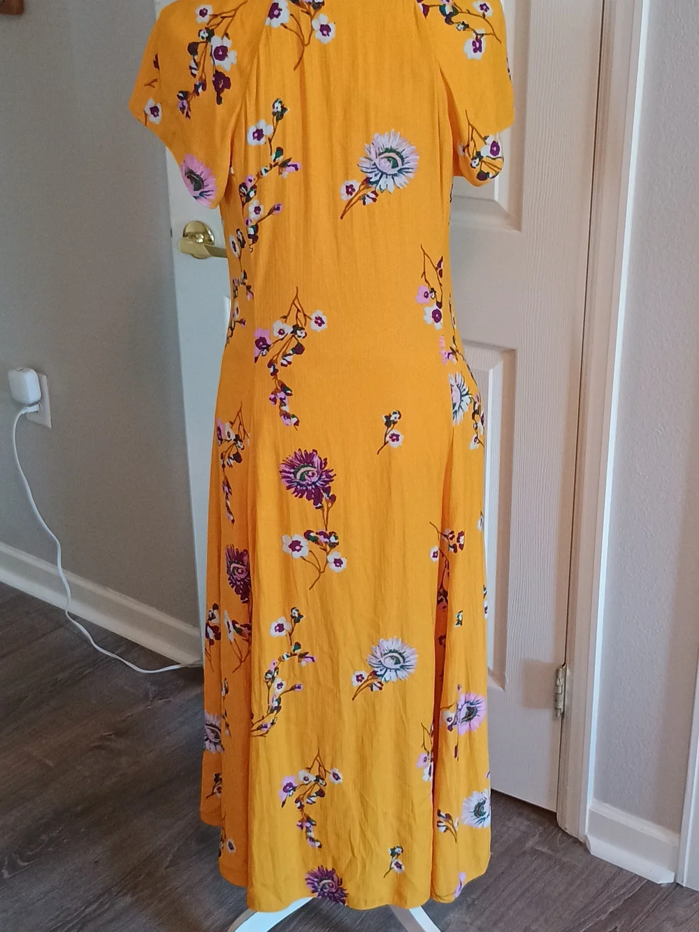 Free People Mustard Yellow Floral Wrap Maxi Dress